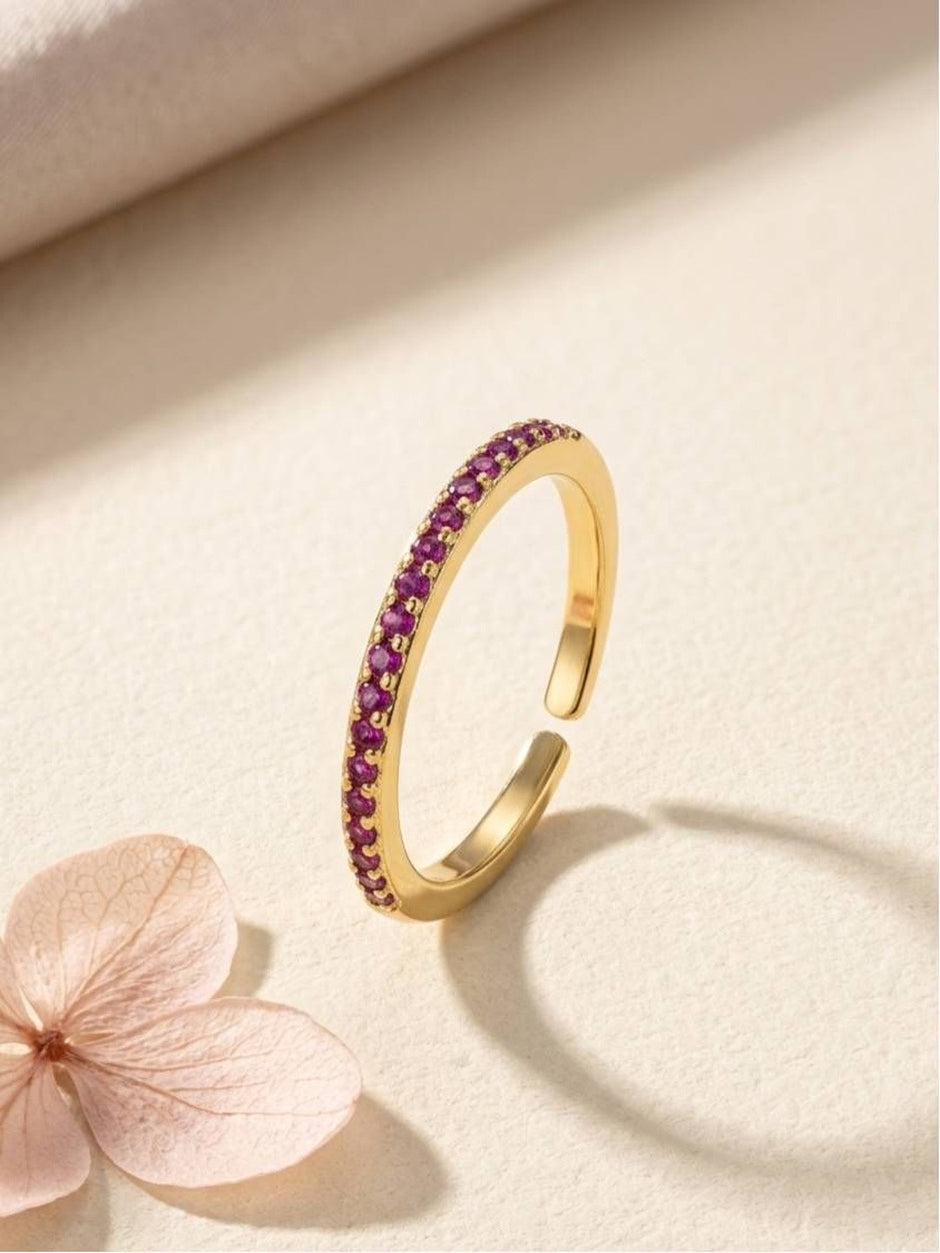 Classic Ruby Pave Eternity Stackable Band For Women
