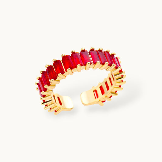 Luxe Ruby Stone Baguette Eternity Stackable Band Ring