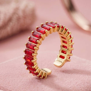Luxe Ruby Stone Baguette Eternity Stackable Band Ring