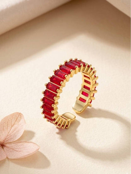Luxe Ruby Stone Baguette Eternity Stackable Band Ring