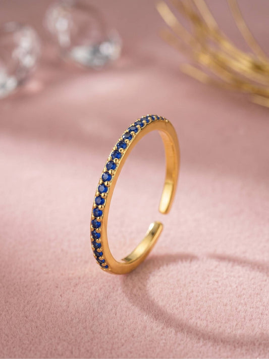 Classic Sapphire Stone Pave Eternity Stackable Band Ring