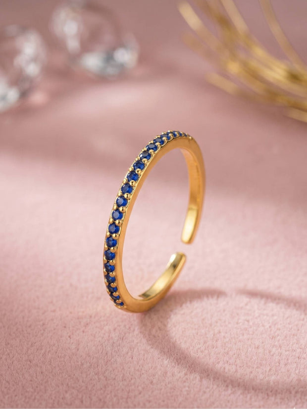 Classic Sapphire Stone Pave Eternity Stackable Band Ring