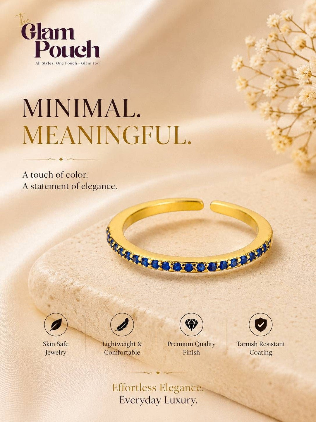 Classic Sapphire Stone Pave Eternity Stackable Band Ring