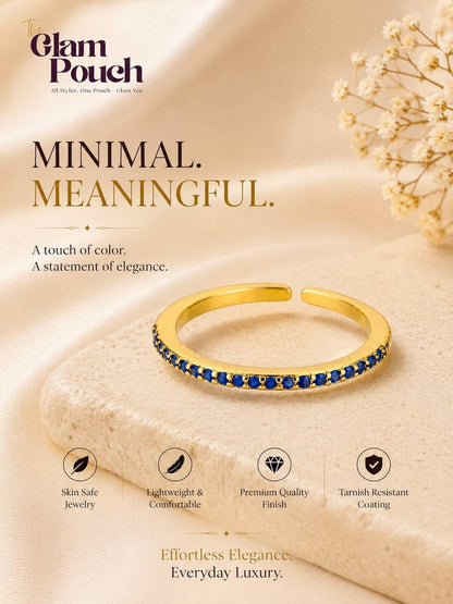 Classic Sapphire Stone Pave Eternity Stackable Band Ring