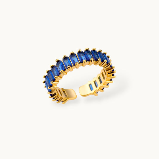 Luxe Sapphire Baguette Eternity Stackable Gold Band Ring