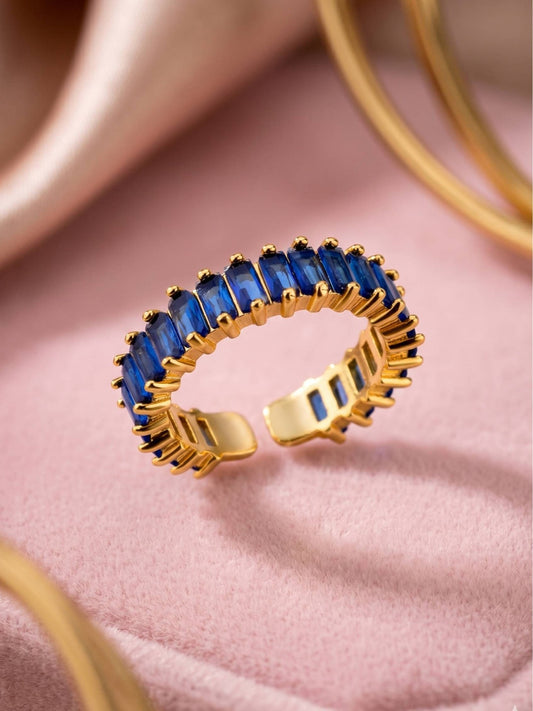 Luxe Sapphire Baguette Eternity Stackable Gold Band Ring