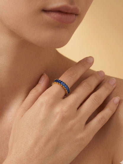 Luxe Sapphire Baguette Eternity Stackable Gold Band Ring