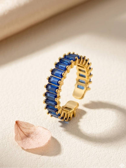 Luxe Sapphire Baguette Eternity Stackable Gold Band Ring