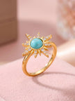 Celestial Starburst Turquoise & Pave Adjustable Ring