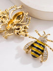 Close-up of bee stud earring back detail showing gold-tone casting and stud post mechanism