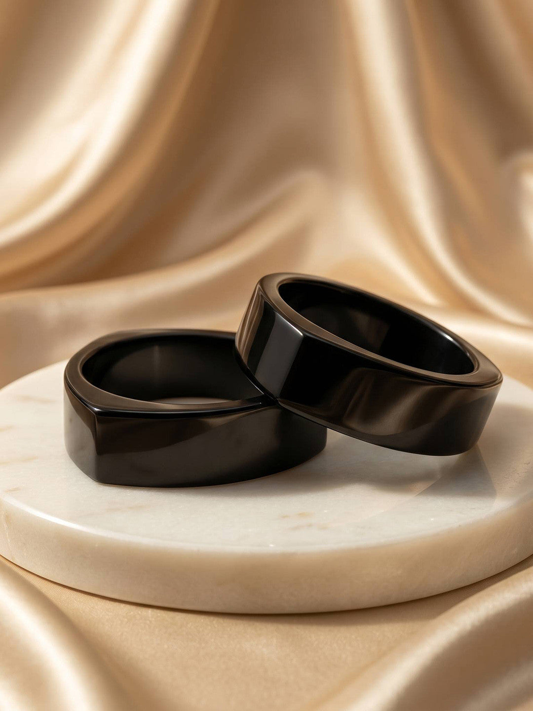 Black Glossy Resin Cuff Bangles for Women — GP-BL-TR-023101