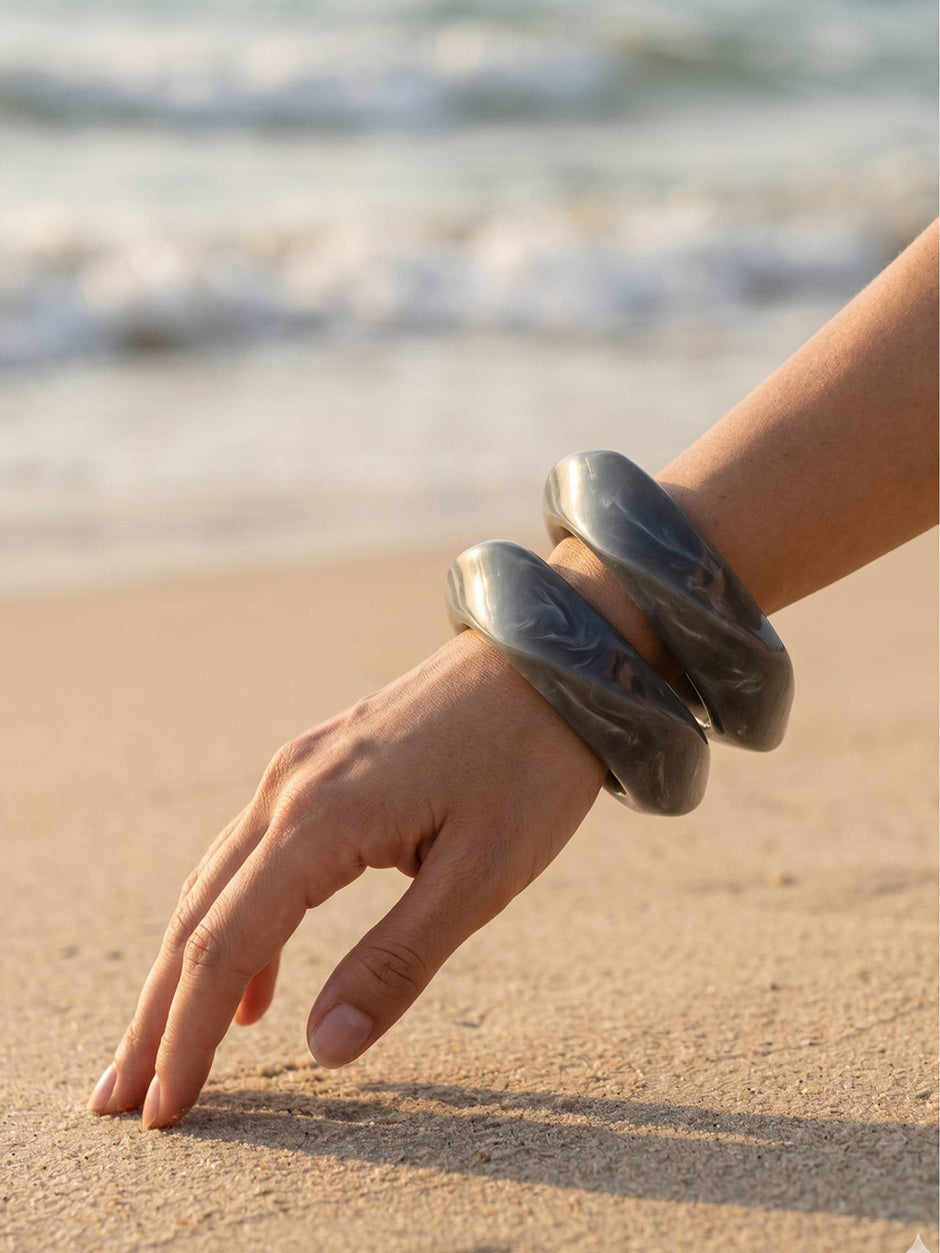 Grey Marble Resin Bangles for Women — GP-GR-GR-022103