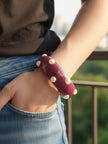 Magenta Resin Pearl-Studded Bangle for Women — GP-MA-PE-02597