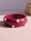 Magenta Resin Pearl-Studded Bangle for Women — GP-MA-PE-02597