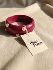 Magenta Resin Pearl-Studded Bangle for Women — GP-MA-PE-02597