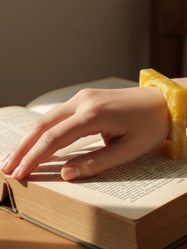Yellow Marble Resin Square Bangle for Women — GP-MA-YE-05833