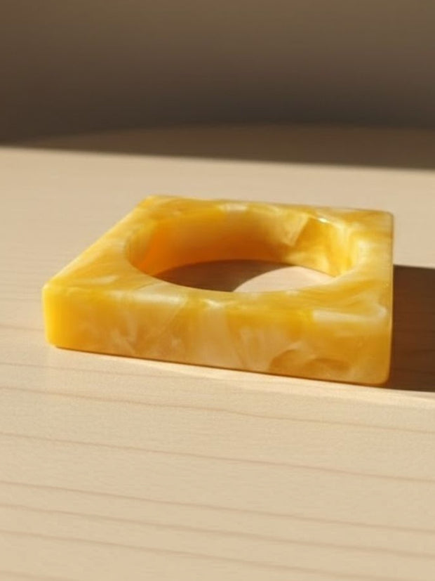 Yellow Marble Resin Square Bangle for Women — GP-MA-YE-05833