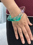 Resin Square Bangle with Marble Ink Effect for Women — GP-MI-PL-04948
