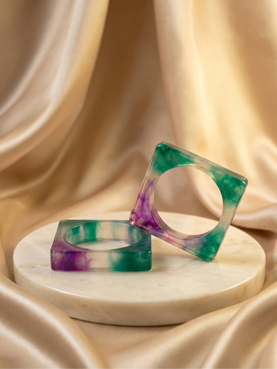 Resin Marble Square Bangles for Women — GP-MI-PL-05049