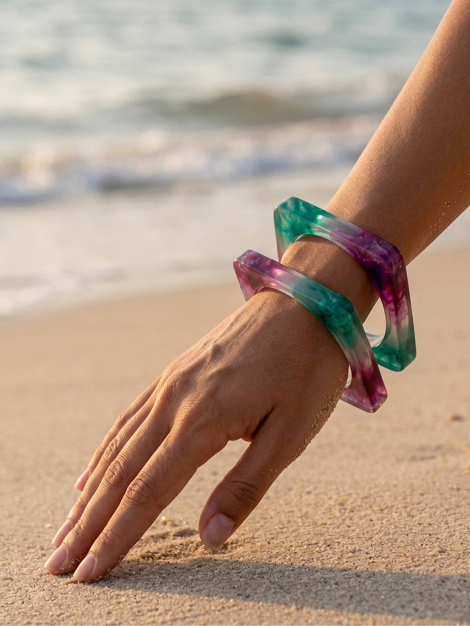 Resin Marble Square Bangles for Women — GP-MI-PL-05049
