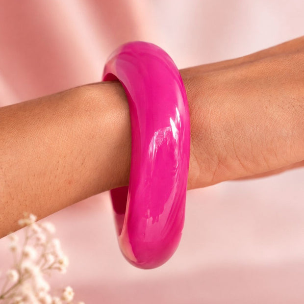 Hot Pink Resin Bangle Kada for Women