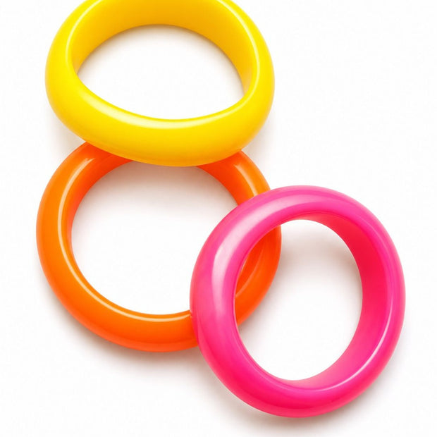 Neon Resin Chunky Bangles for Women Set of 3