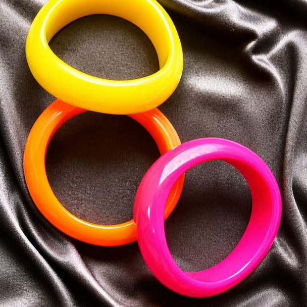 Neon Resin Chunky Bangles for Women Set of 3