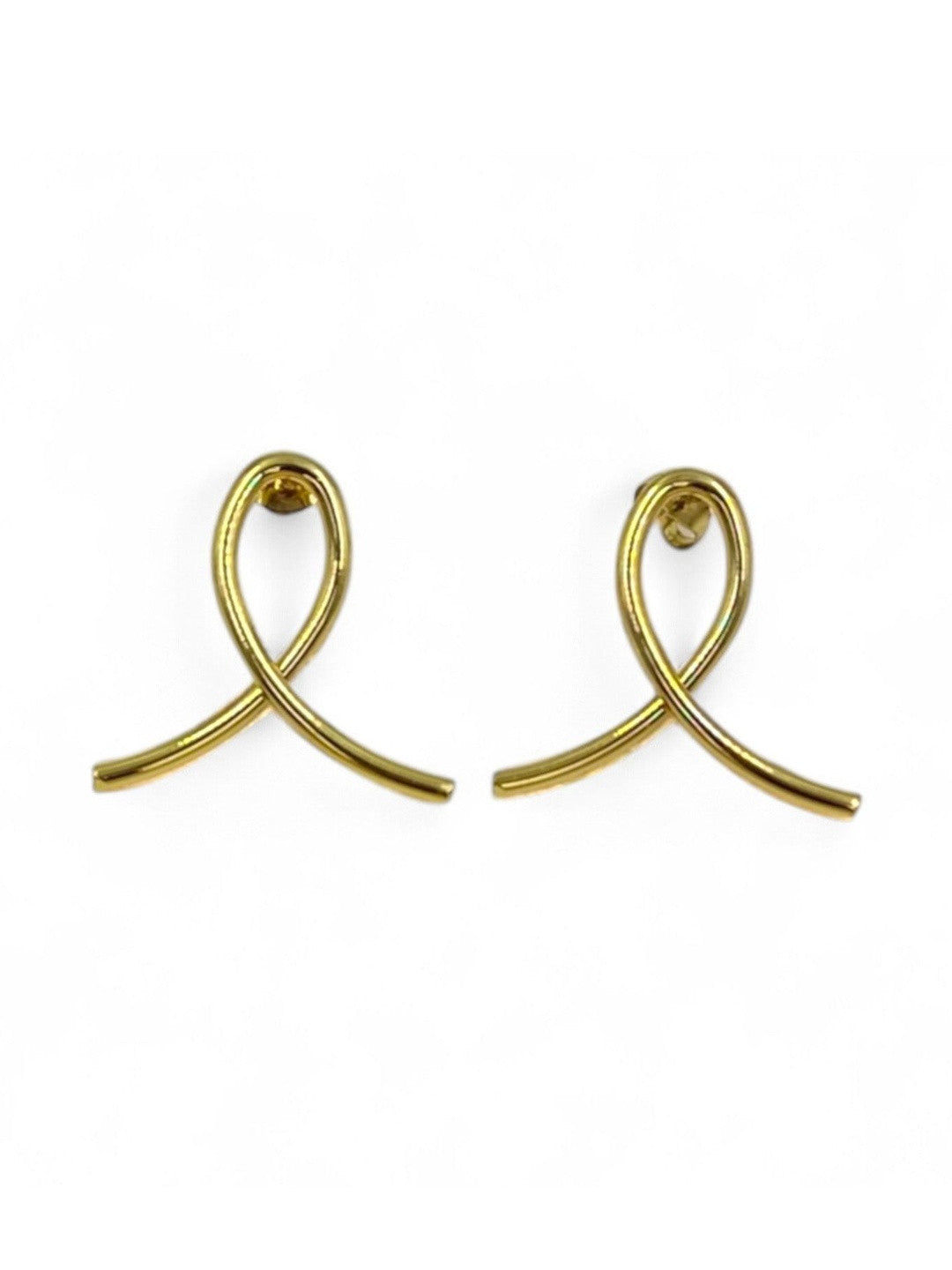 Both gold-plated ribbon loop studs displayed flat on a clean white background showing full design