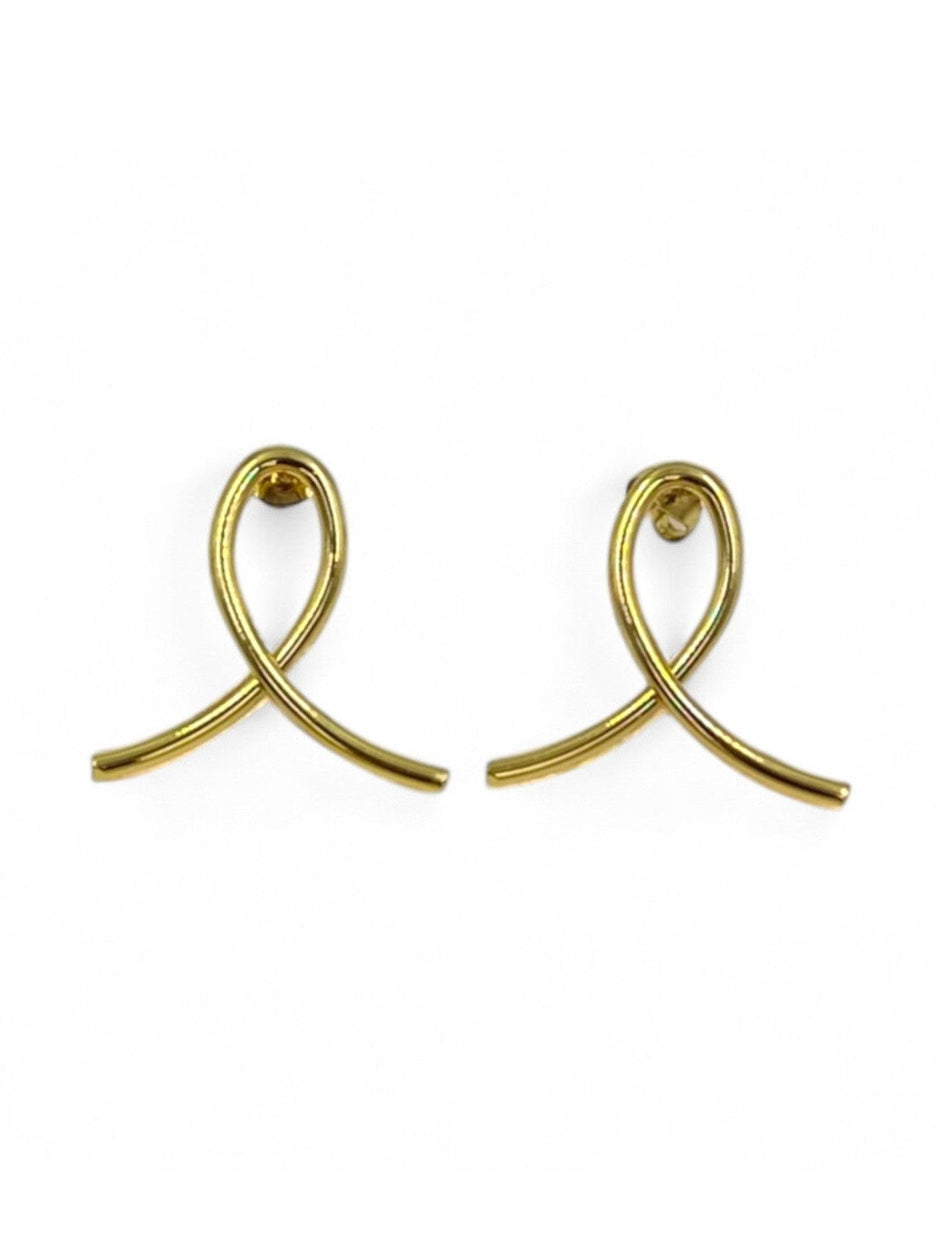 Both gold-plated ribbon loop studs displayed flat on a clean white background showing full design