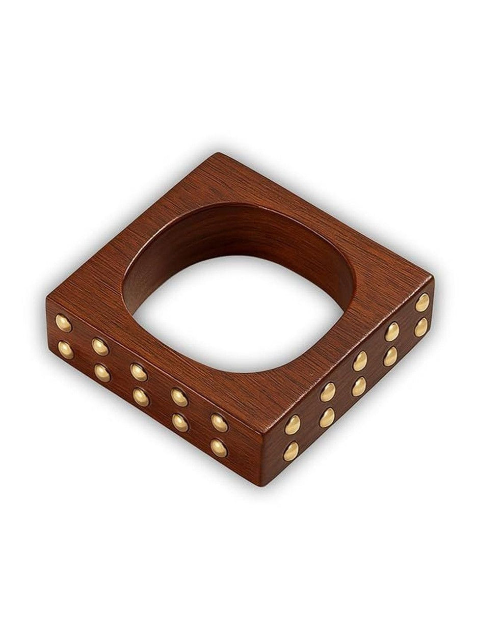 Brass-Studded Wooden Bangle for Women