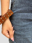 Brass-Studded Wooden Cuff Bangles for Women