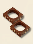 Brass-Studded Wooden Cuff Bangles for Women