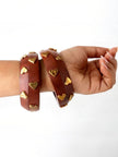 Gold Heart Stud Wooden Bangles for Women