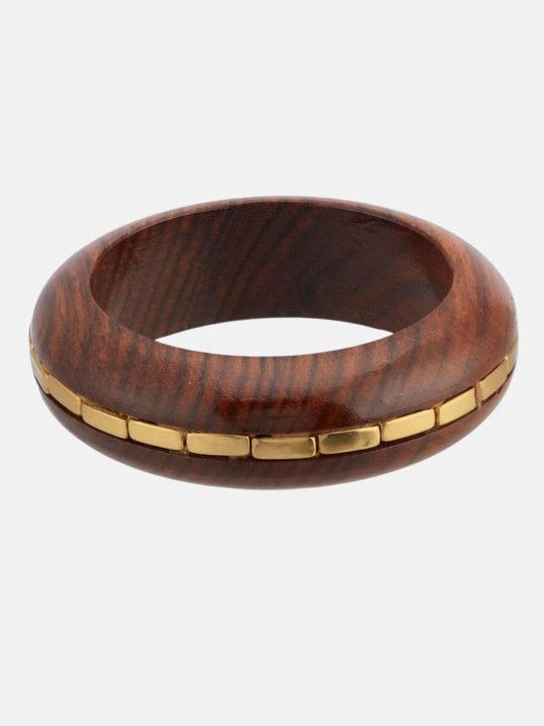 Wooden Brass-Inlay Bangle Kada for Women