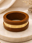 Wood and Gold-Tone Brass Bangle Kada for Women