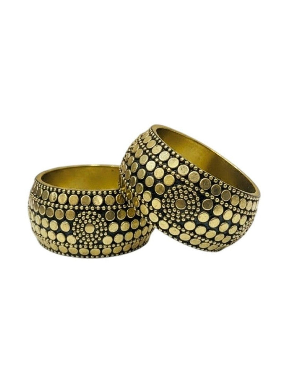 Oxidised Gold Brass Coin Dot Kada Bangles for Women