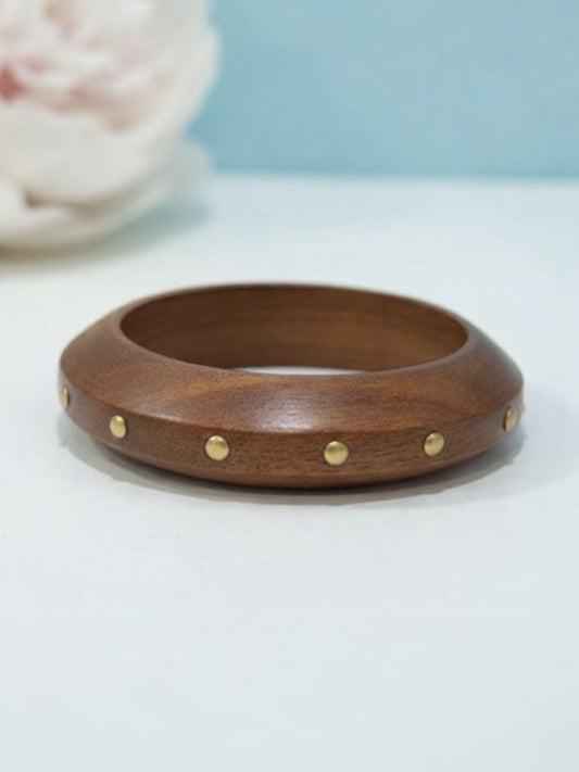 Brass-Studded Wooden Bangle for Women