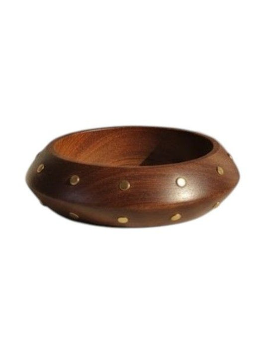 Brass-Studded Wooden Bangle for Women