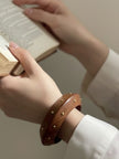 Brass-Studded Wooden Bangle for Women
