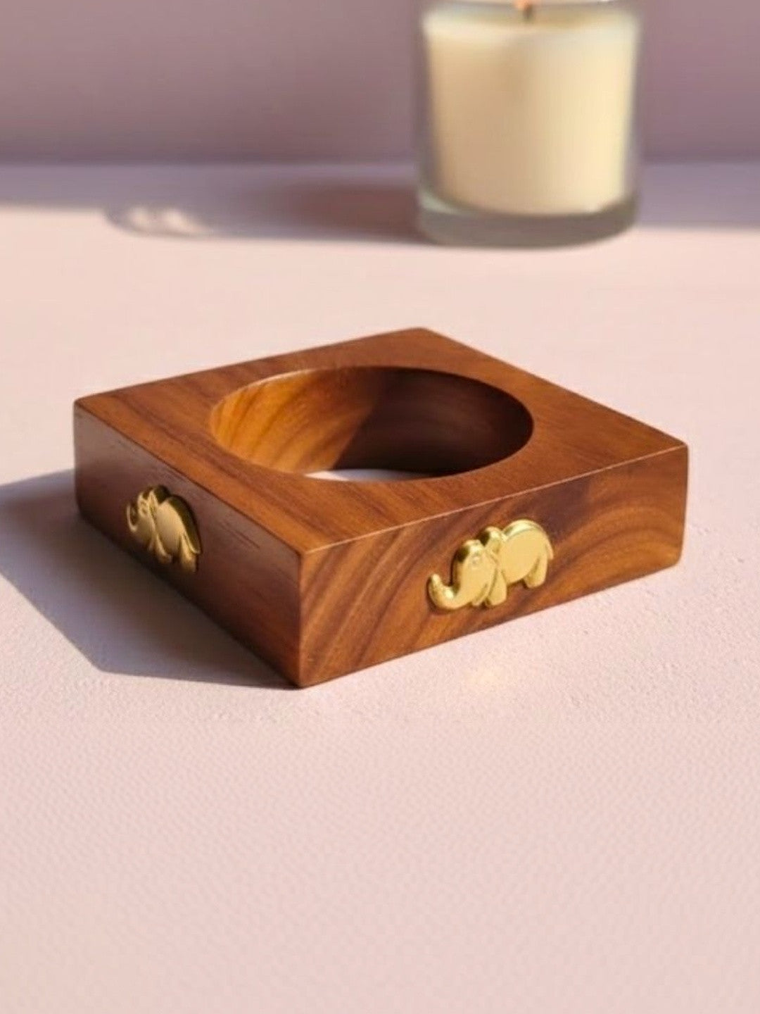 Gold-Toned Wooden Elephant Bangle for Women