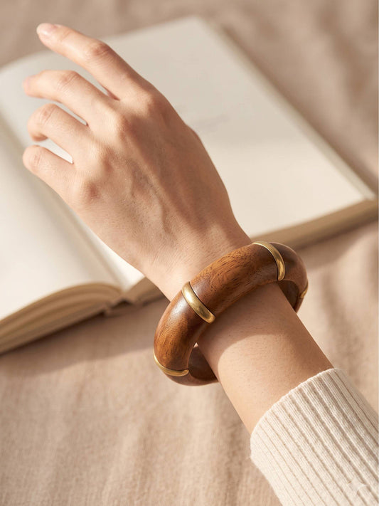 Wood & Brass-Finish Bangle for Women