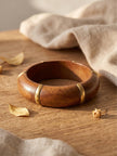 Wood & Brass-Finish Bangle for Women