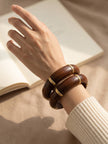 Gold-Toned Wooden Bangles for Women