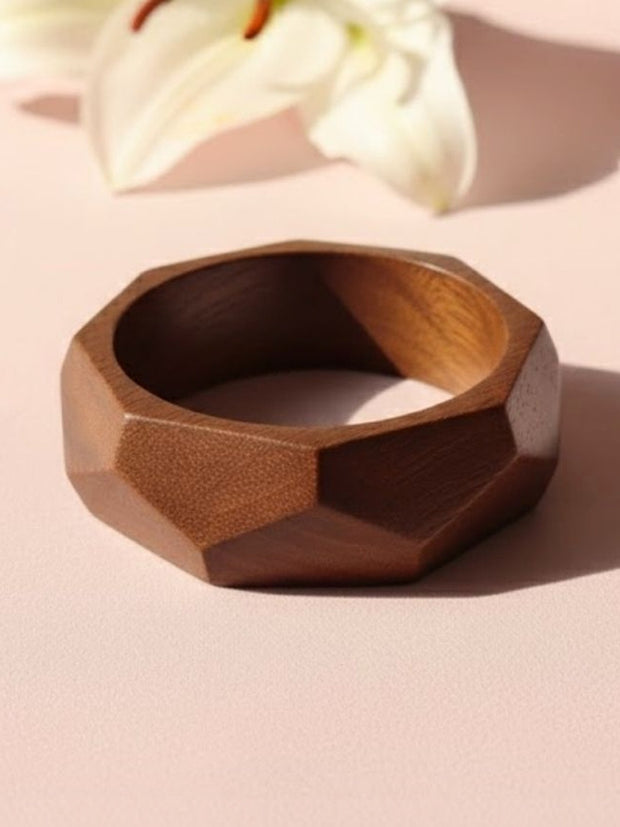 Geometric Wooden Bangle for Women