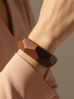 Brown Wooden Faceted Bangle for Women