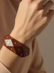 Brass-Studded Geometric Wooden Bangle for Women