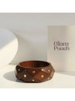 Brass-Studded Geometric Wooden Bangle for Women