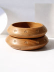 Carved Wood Bangle Kada for Women - sET OF 2