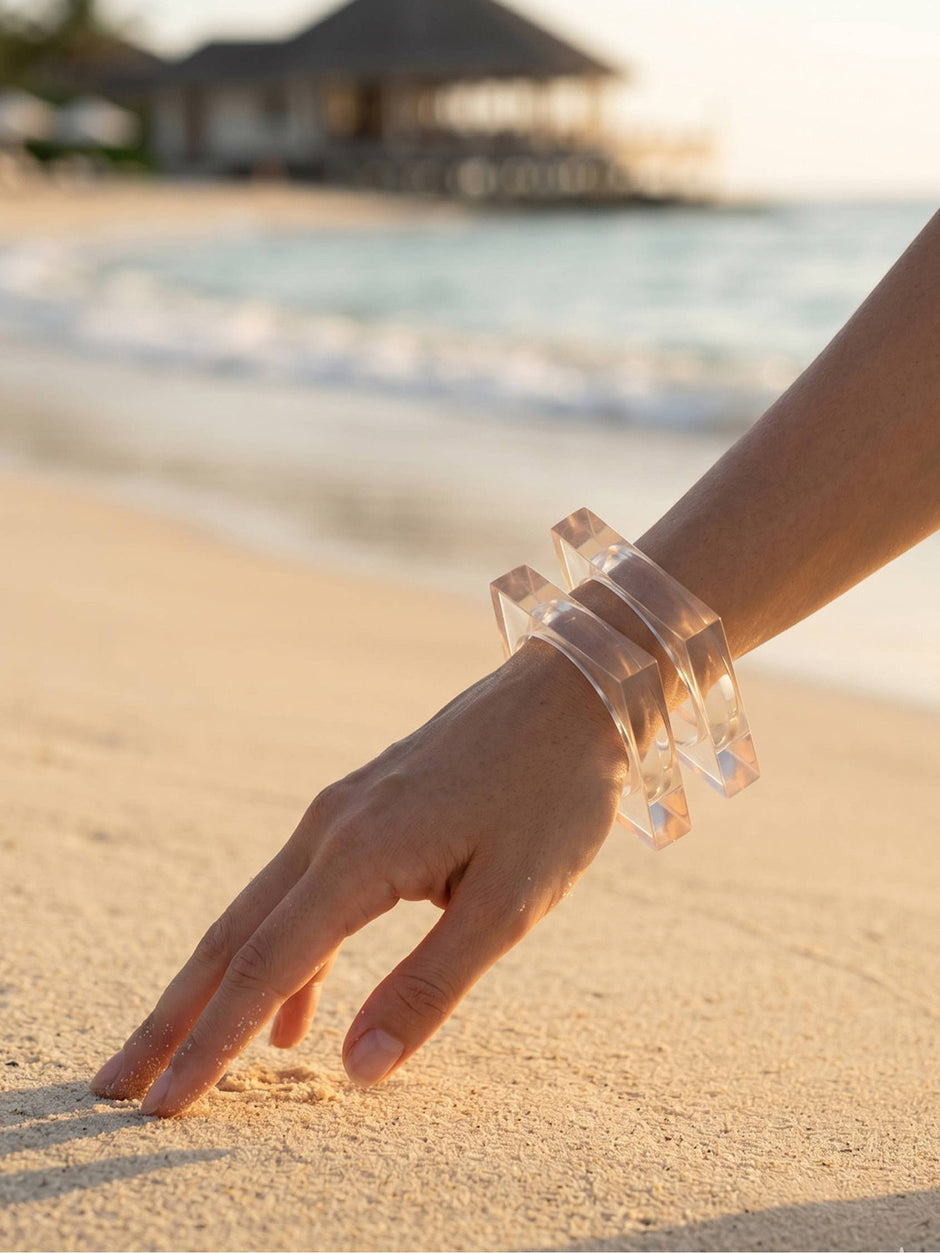 Clear Acrylic Square Bangles for Women — GP-XX-XX-05637