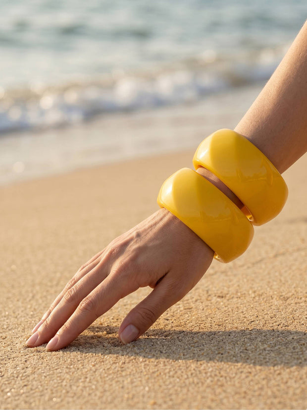 Yellow Resin Chunky Bangles for Women — GP-YE-SU-02793